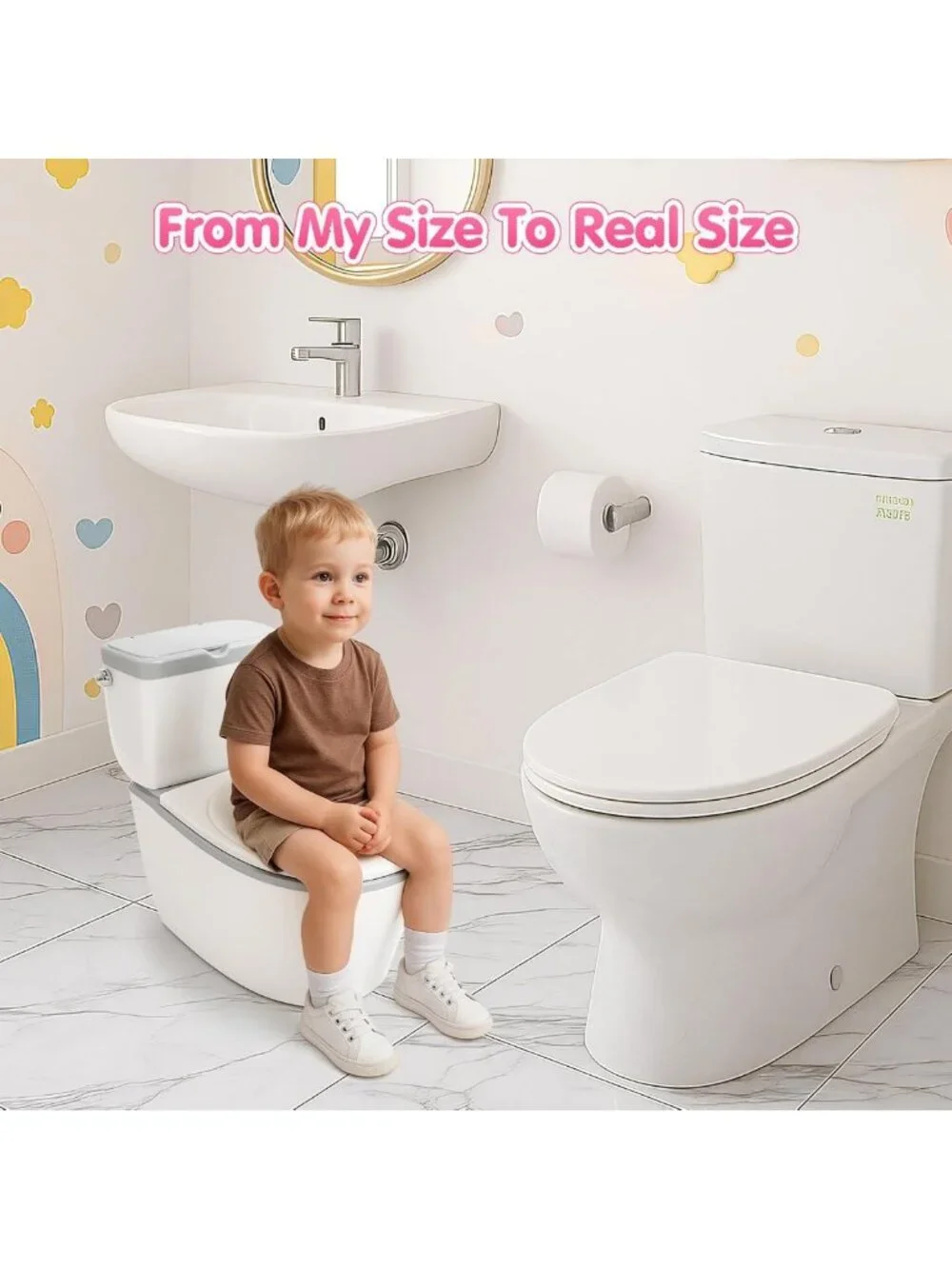 3-in-1 Toddler Potty Training Seat with Flushing Sound & Storage, Ages 6 Months